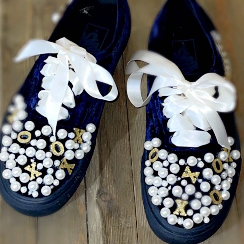 Custom made Navy Blue suede Vans